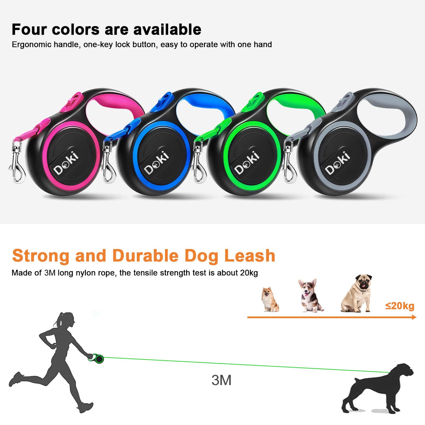 Retractable Dog Leash - Doki Pet UK