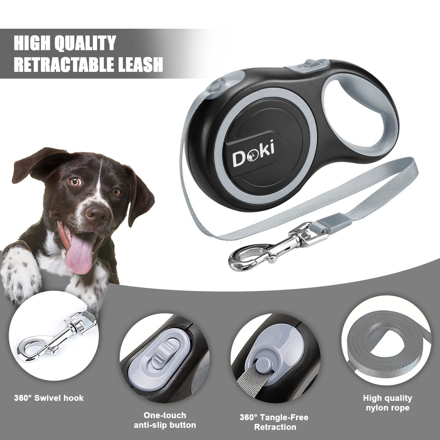 Retractable Dog Leash - Doki Pet UK