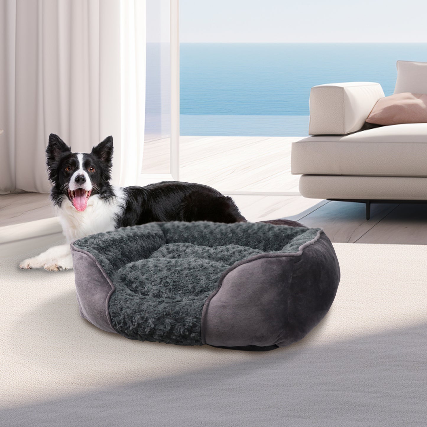 Dog Bed Rose Velvet Machine Washable - Doki Pet UK