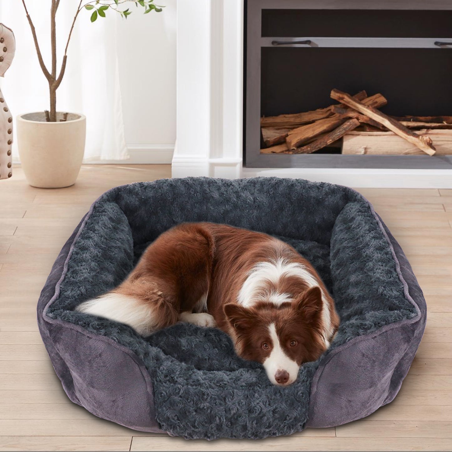 Dog Bed Rose Velvet Machine Washable - Doki Pet UK