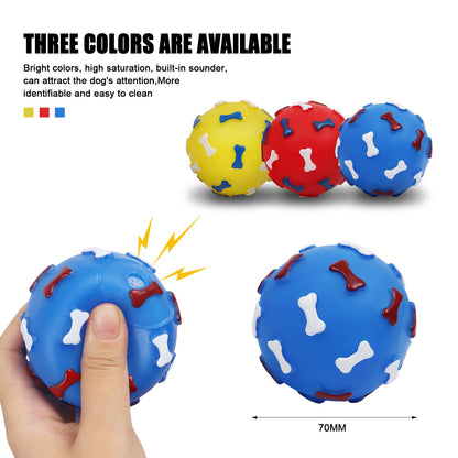 Rubber Bone Pattern Ball - Doki Pet UK