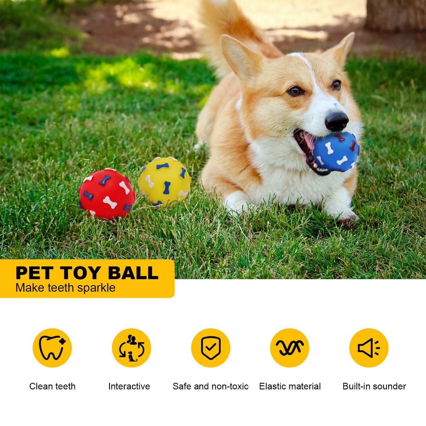 Rubber Bone Pattern Ball - Doki Pet UK